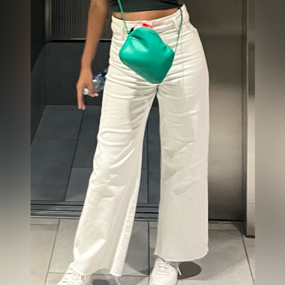 Zara Cream High-Rise Wide-Leg Jeans